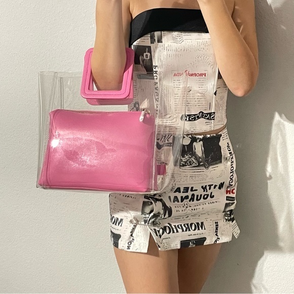 STAUD SHIRLEY PVC/LEATHER BAG PINK - Picture 1 of 11